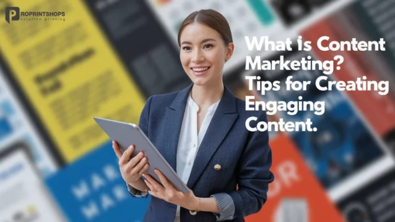 เคล็ดลับการตลาดเนื้อหาในสถานที่ทำงานมืออาชีพ ถือแท็บเล็ต โดยมีสไลด์ฉายหัวข้อด้านหลัง